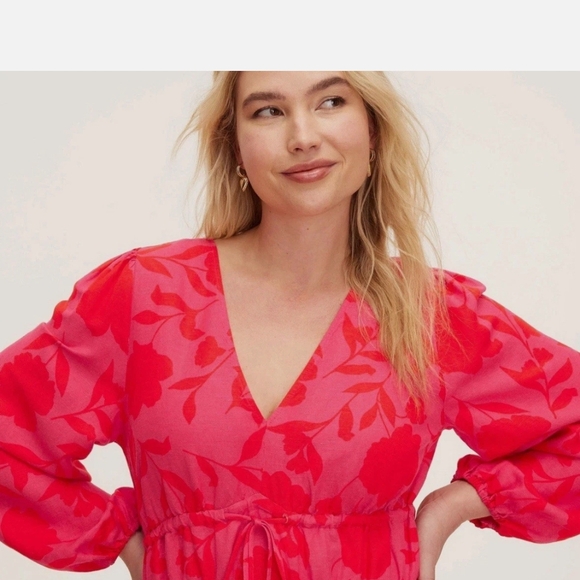 Kate Spade Floral V-Neck Linen Blend Dress - Picture 3 of 9